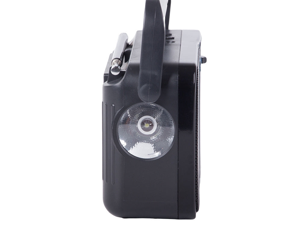 Portabel radio FM/AM/kortvåg med LED-ficklampa USB-C svart