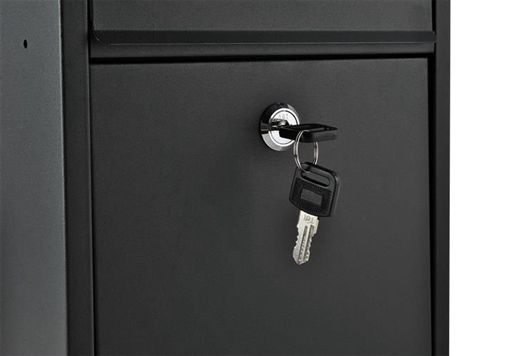 Postlåda svart galvaniserat stål med lock och 2 nycklar 32 cm
