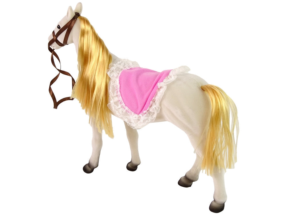 Prinsessdocka 30 cm med vit ponny 34 cm set med kam, borste & clips