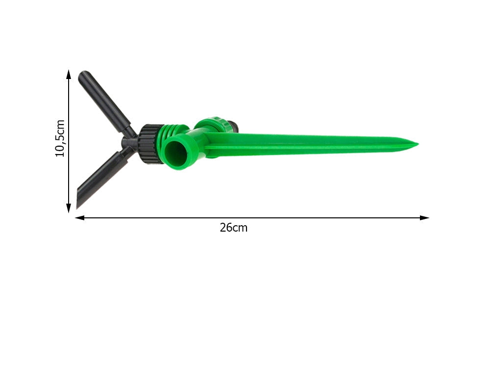 Pulserande sprinklerspridare 360° 3-arm 26x10,5 cm grön/svart
