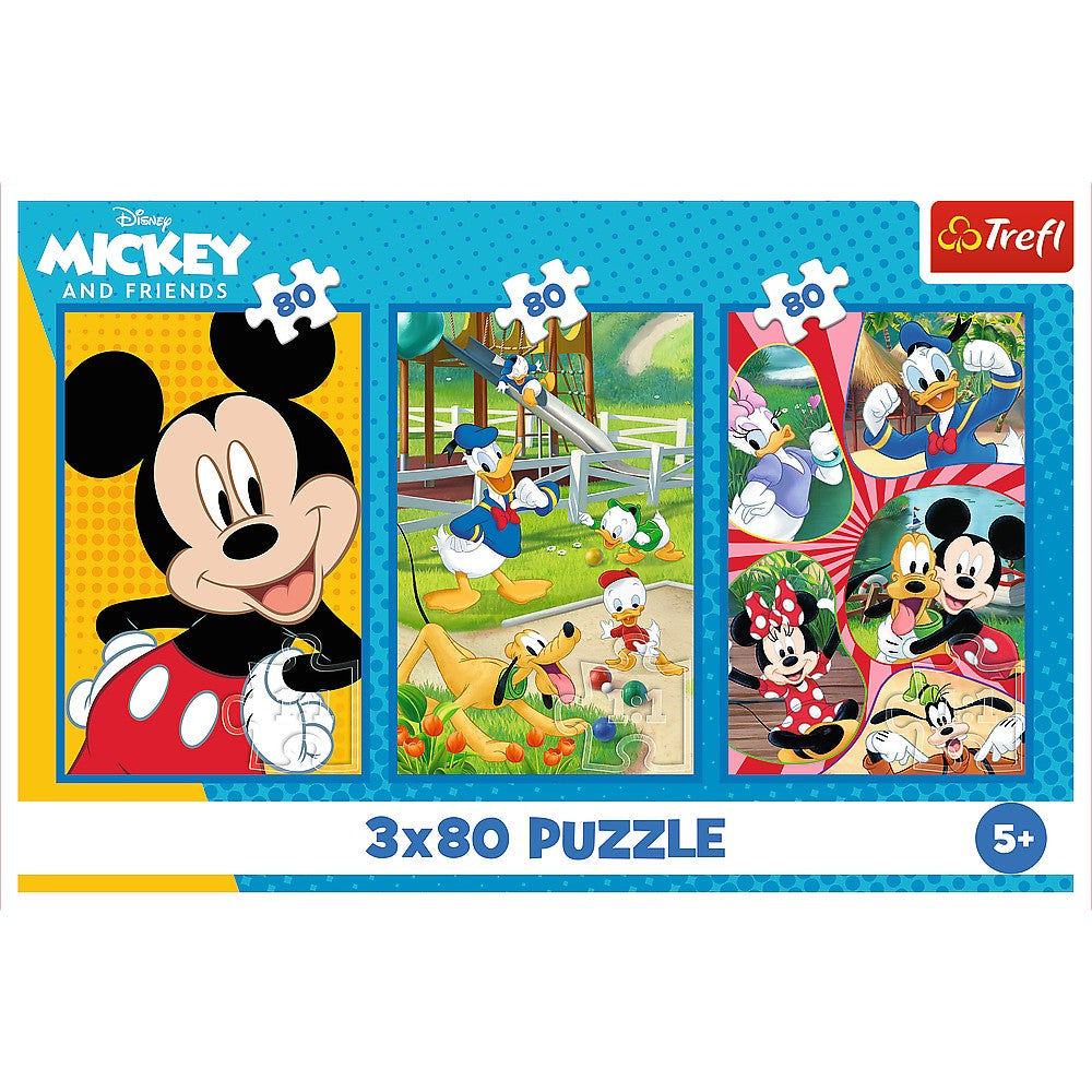 Pussel 3x80 bitar Mickey Mouse Team 275x180 mm FSC-certifierat
