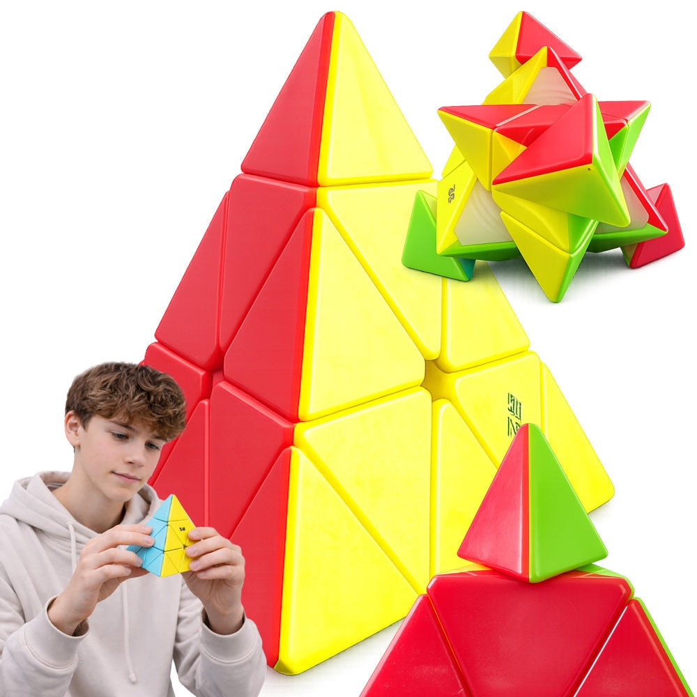 Pyraminx pyramidkub 3D logikpussel roterande plast 9,5 cm