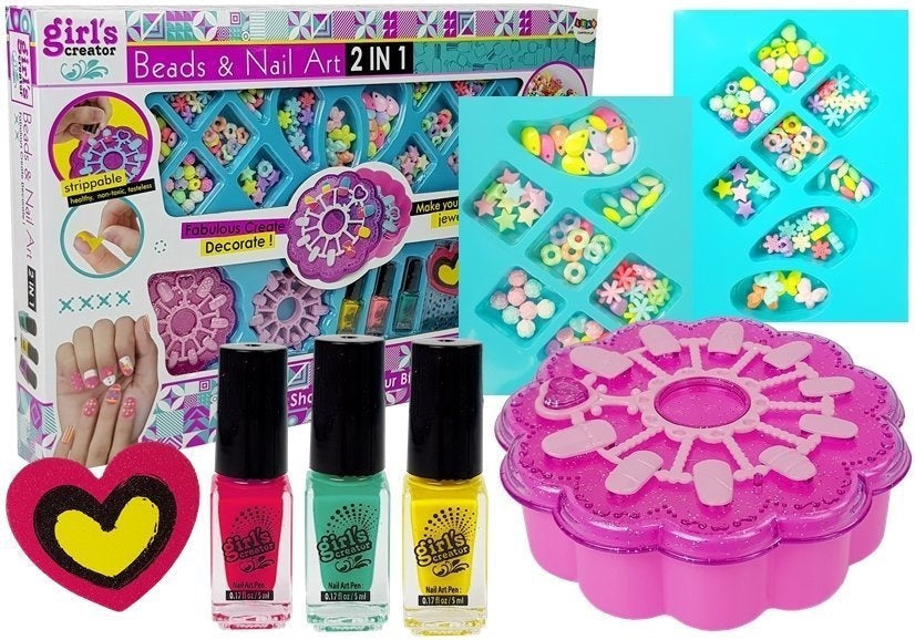 Pysselset armbandstillverkning & nagellack 2-i-1 med rhinestones, 5+
