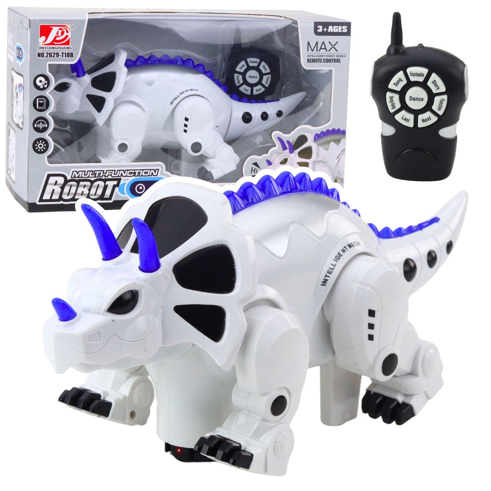 RC dinosaurierobot Triceratops 32 cm med fjärrkontroll, ljud och dans