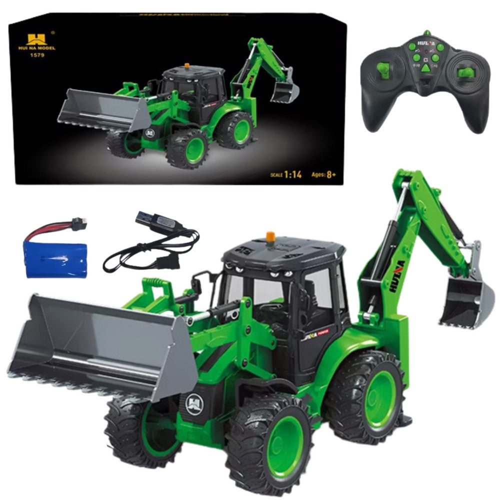 RC grävmaskin 1:14 9-kanals 2.4GHz med ljus/ljud metall 77 cm