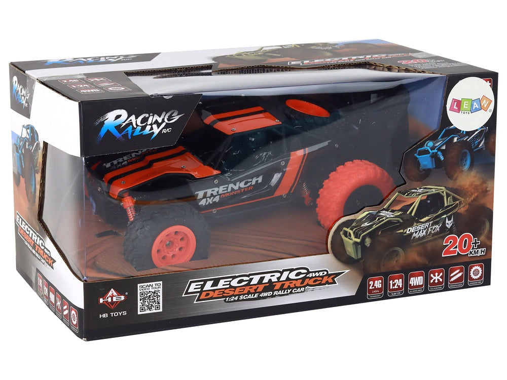 RC off-road bil 1:24 4x4 20 km/h 2.4 GHz fjärrkontroll orange