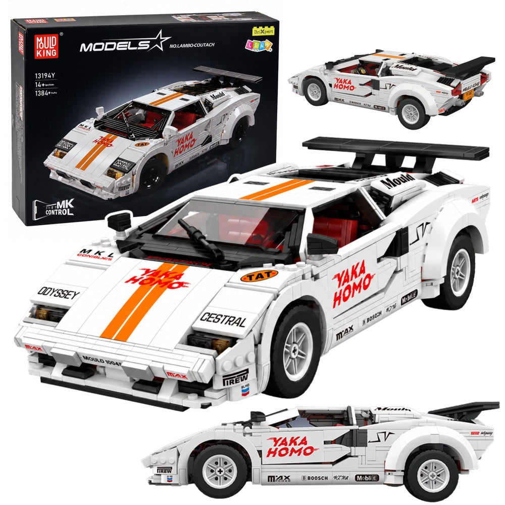 RC sportbil byggblock 1384 delar vit, appstyrning Android/iOS
