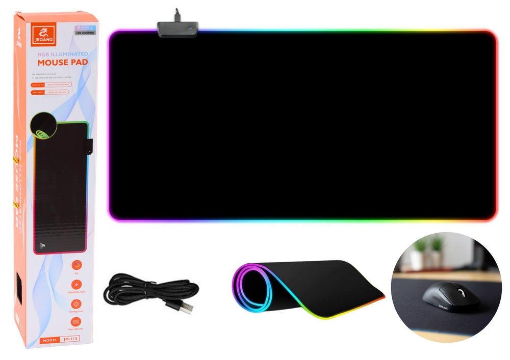 RGB LED gaming musmatta 80x30 cm 4 mm halkfri vattentålig