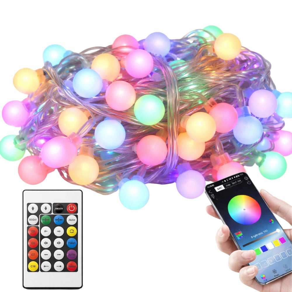 RGB LED-ljusslinga 7,5 m 50 LED USB med app och fjärrkontroll