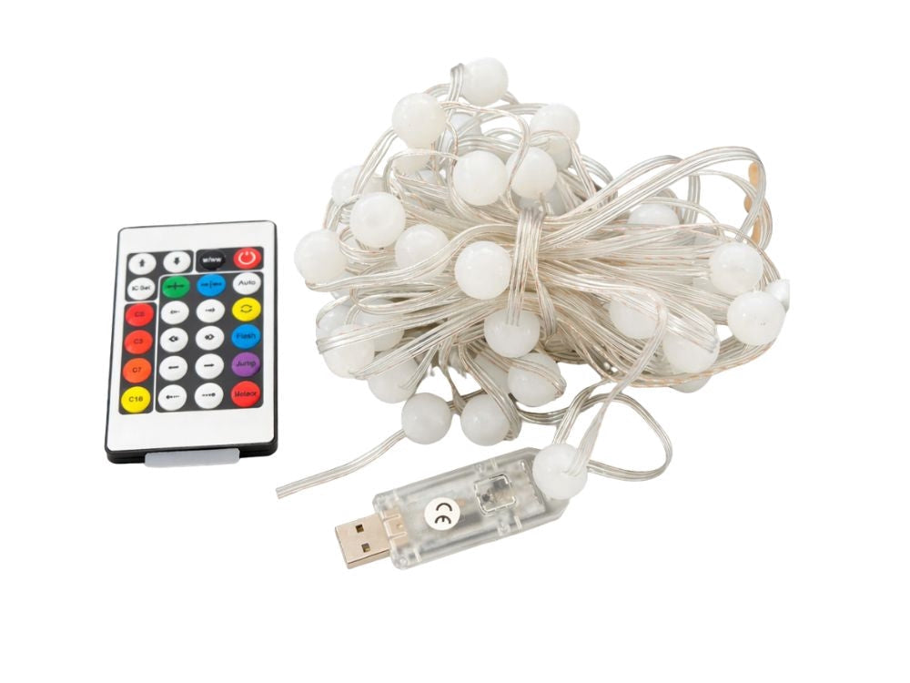 RGB LED-ljusslinga 7,5 m 50 LED USB med app och fjärrkontroll