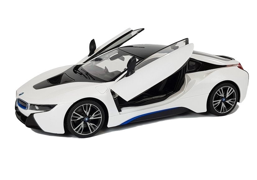 Radiostyrd BMW i8 sportbil 1:14 vit med ljus och fjärrkontroll