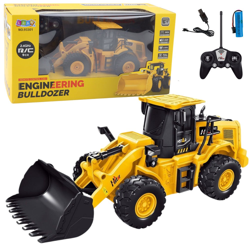 Radiostyrd RC bulldozer 6CH 2,4 GHz med skopa och USB-laddning