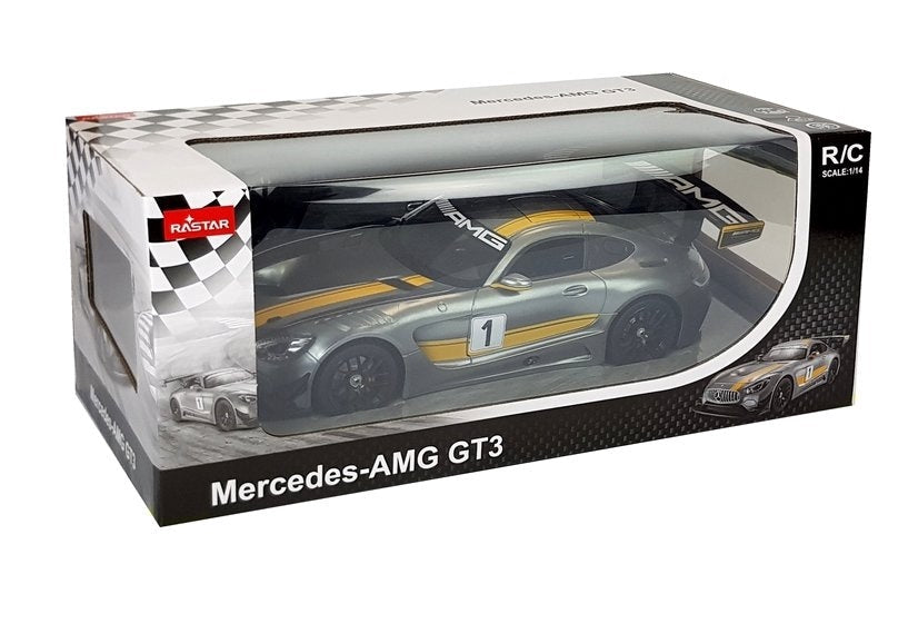 Radiostyrd bil Mercedes AMG GT3 1:14 grå 2.4 GHz med ljus