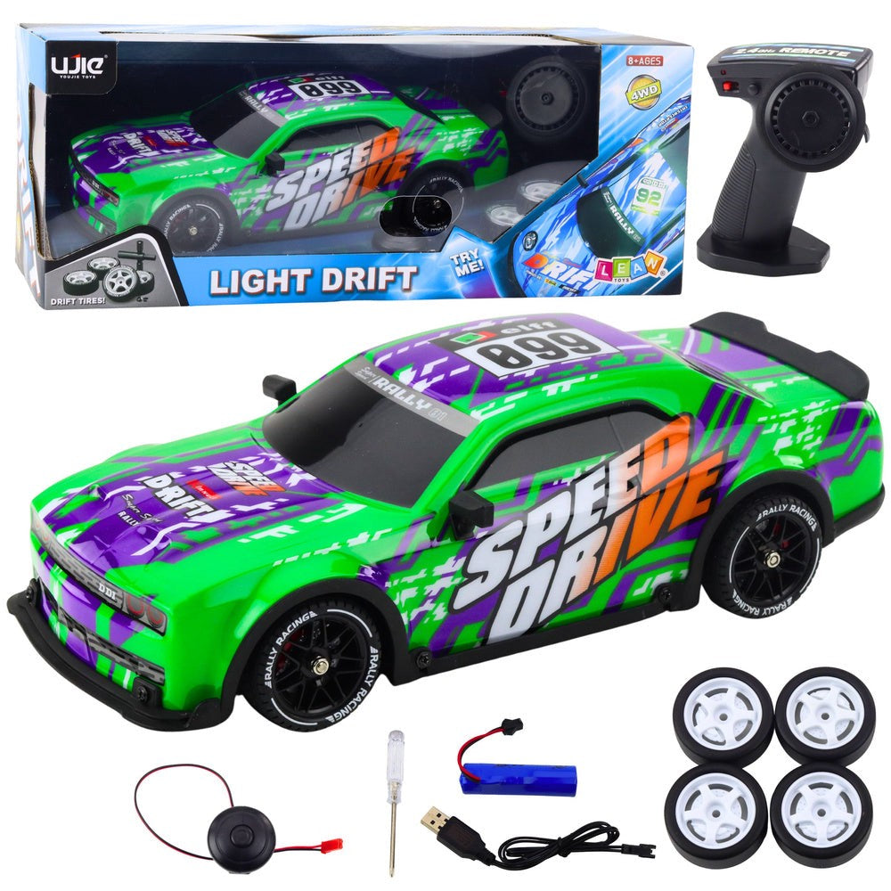 Radiostyrd driftbil 27 cm med LED och 2,4 GHz, 7,4V batteri
