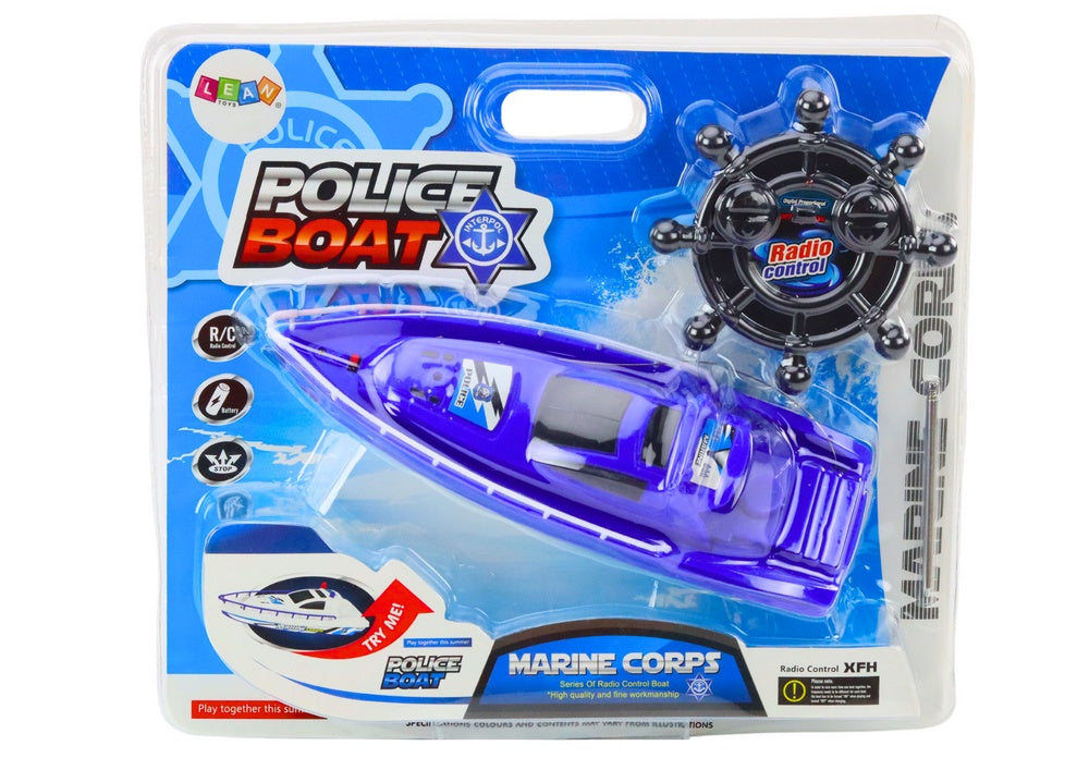 Radiostyrd polisbåt 26 cm 27 MHz RC leksaksbåt, batteridriven