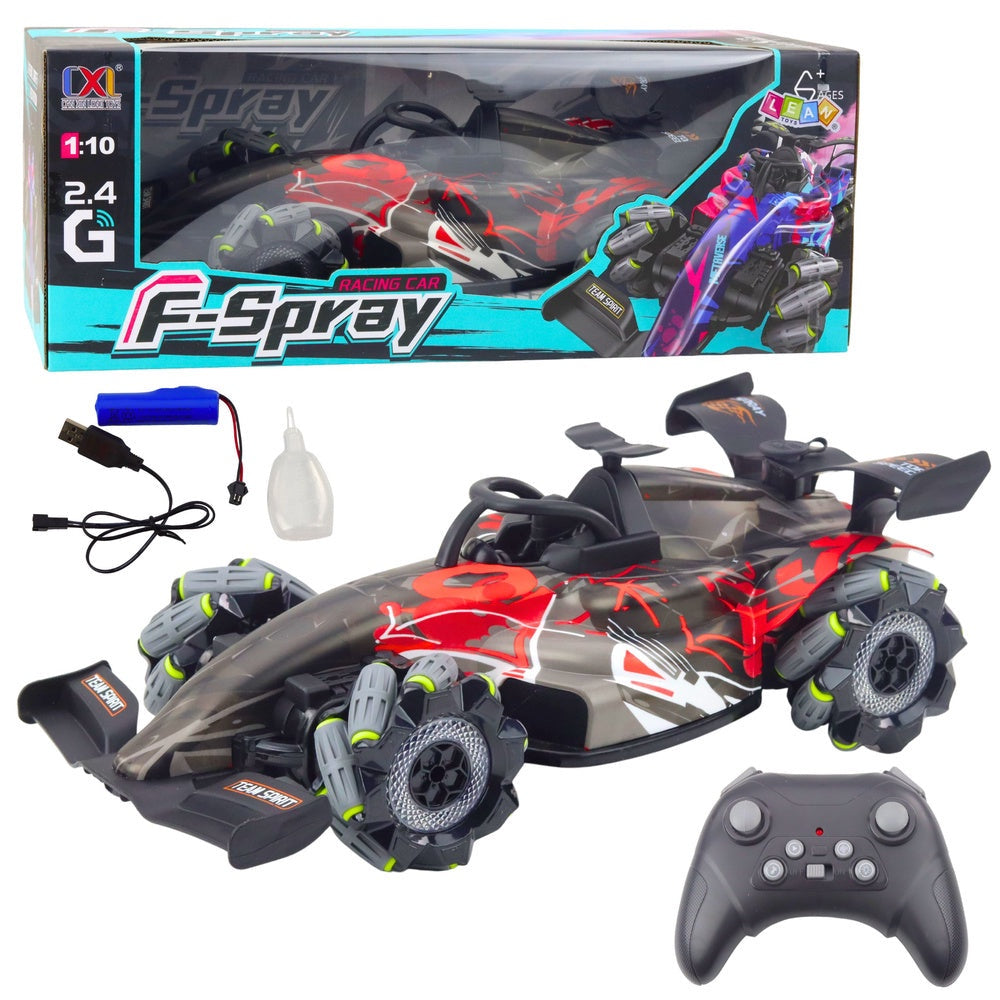 Radiostyrd racingbil 1:10 2.4GHz med ånga, LED och 360° snurr