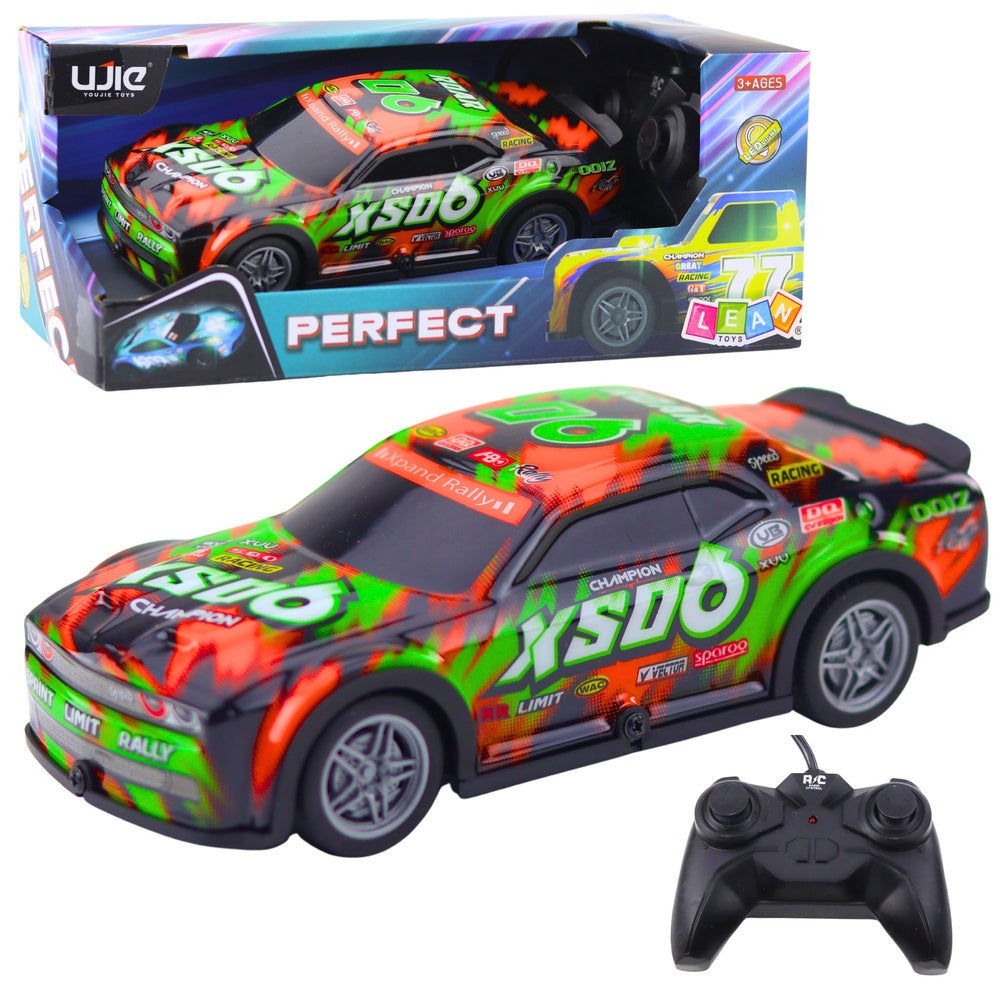 Radiostyrd racingbil 27MHz med lysande kaross 20 cm inkl fjärrkontroll