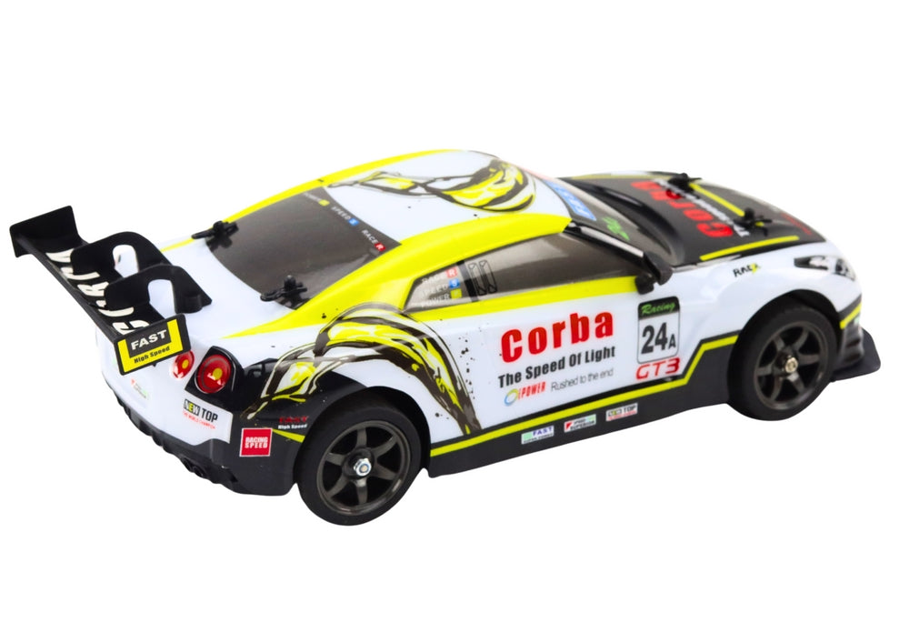 Radiostyrd rallybil 1:16 2,4 GHz 15 km/h med extra hjul