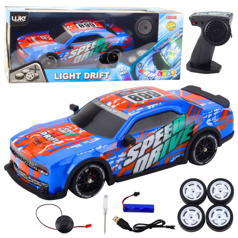 Radiostyrd sportbil 27 cm 2.4G med ljus och drift, 7.4V batteri