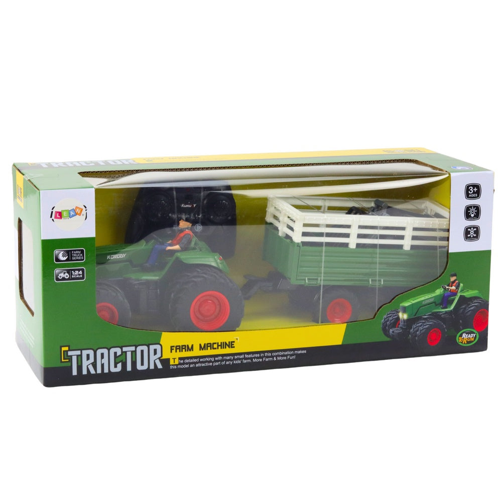 Radiostyrd traktor med släp och gafflar 2.4 GHz 1:24 42 cm