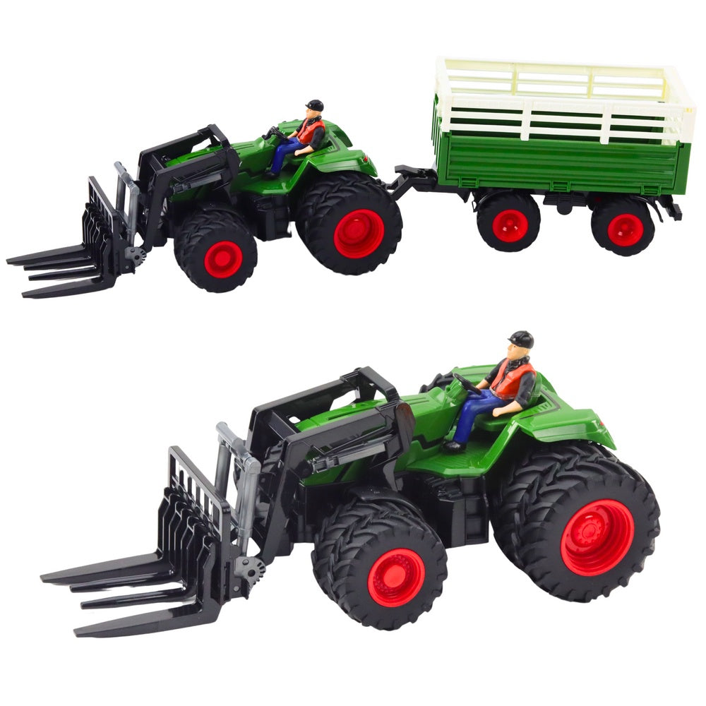 Radiostyrd traktor med släp och gafflar 2.4 GHz 1:24 42 cm