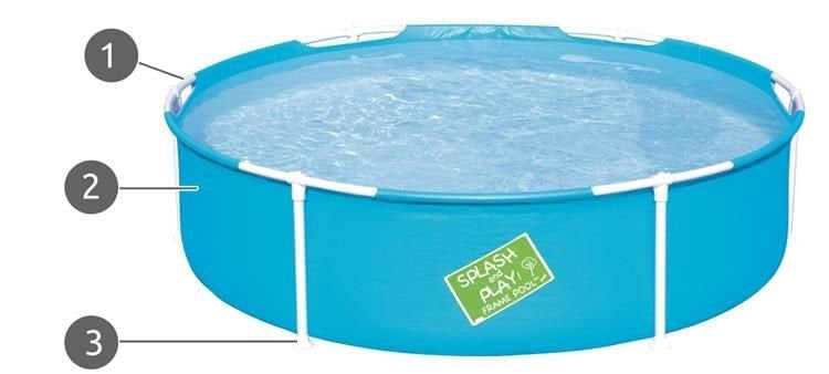 Rampool 152x38 cm PVC 580 L med reparationslapp