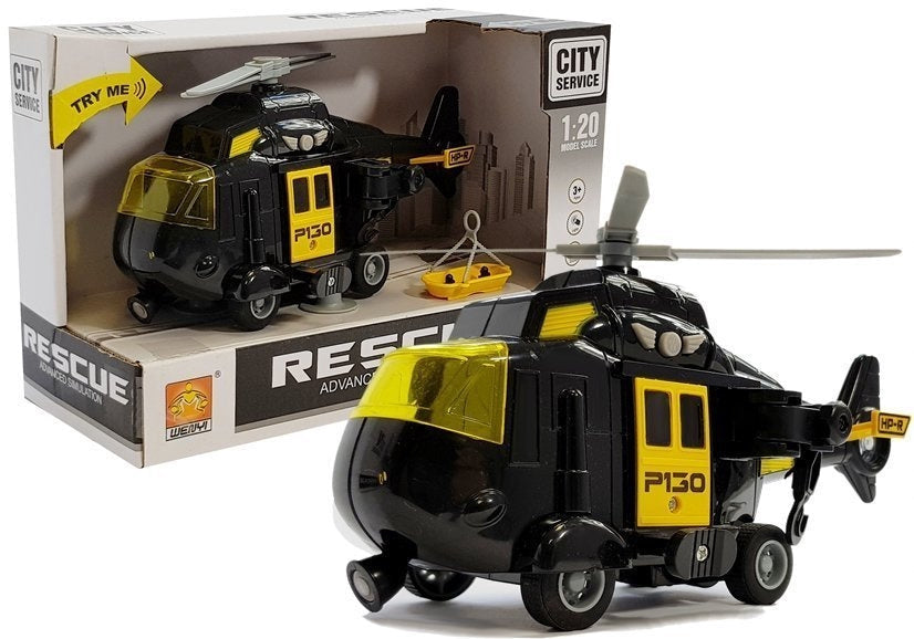 Räddningshelikopter leksak 1:20 med ljud/ljus och transportkrok 21 cm
