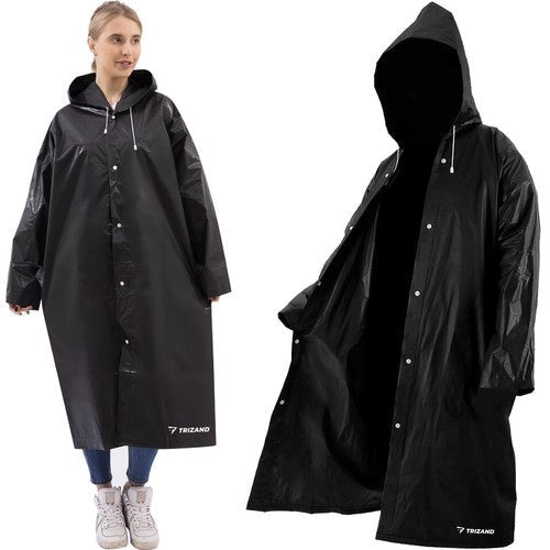 Regnjacka EVA lång med huva svart 110 cm unisex