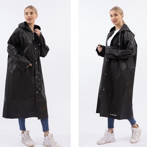Regnjacka EVA lång med huva svart 110 cm unisex