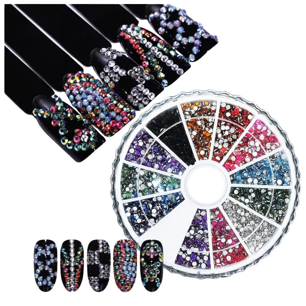Rhinestones Glitterstenar i Förvaringsask för Nail Art Dekoration
