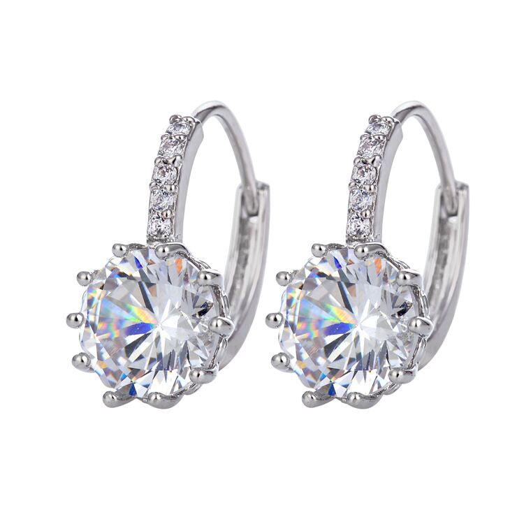 Ringörhängen metall 1,5 cm med diamant 1 cm, silver eller guld