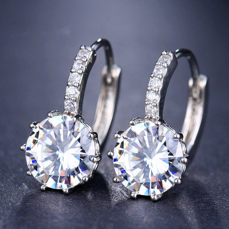 Ringörhängen metall 1,5 cm med diamant 1 cm, silver eller guld