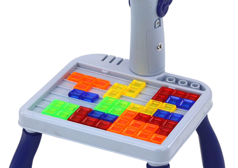 Ritbord med projektor och Tetris-pussel 2-i-1 blå, 12 pennor