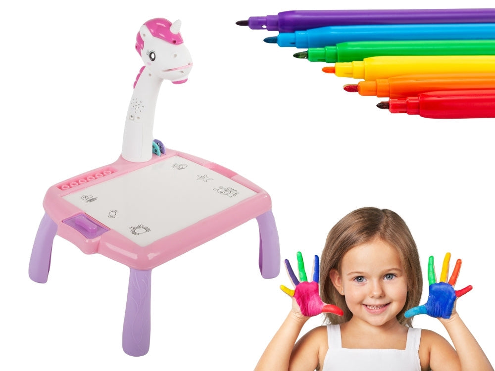 Ritbord med projektor och ljud 24 motiv rosa 12 pennor set