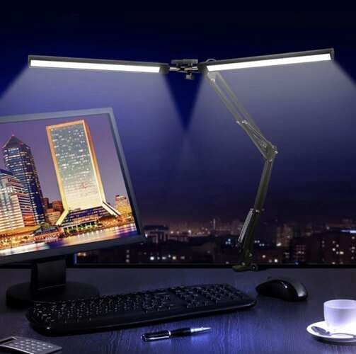 Ritbordslampa LED med dubbla ljuspaneler 24W 3 färger 10 nivåer svart