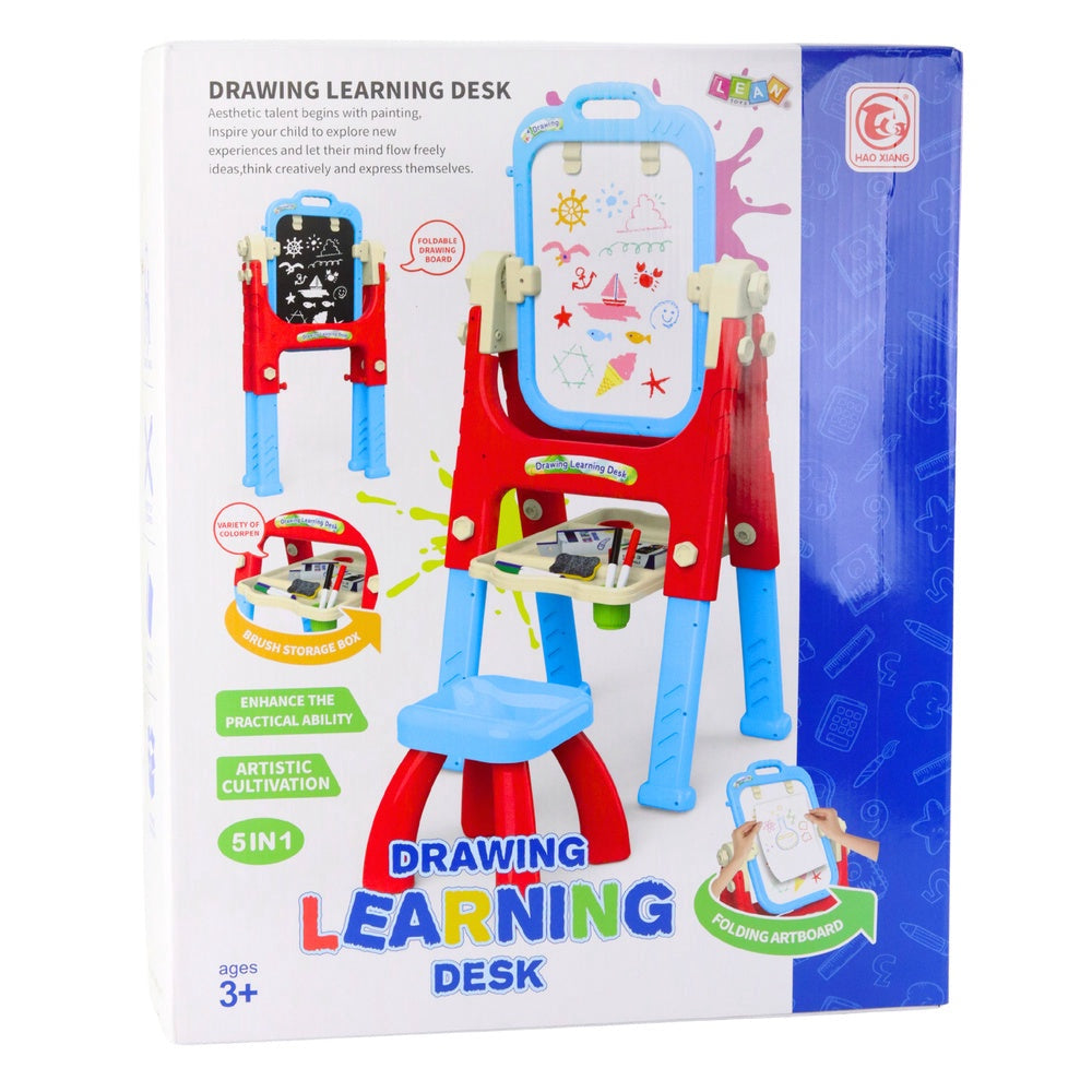 Rit- och skrivtavla 5-i-1 med stol, griffeltavla/whiteboard, set