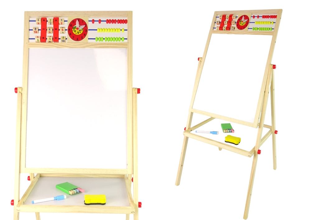 Rit- och skrivtavla i trä 2-i-1 svart tavla/magnetisk whiteboard 101 cm