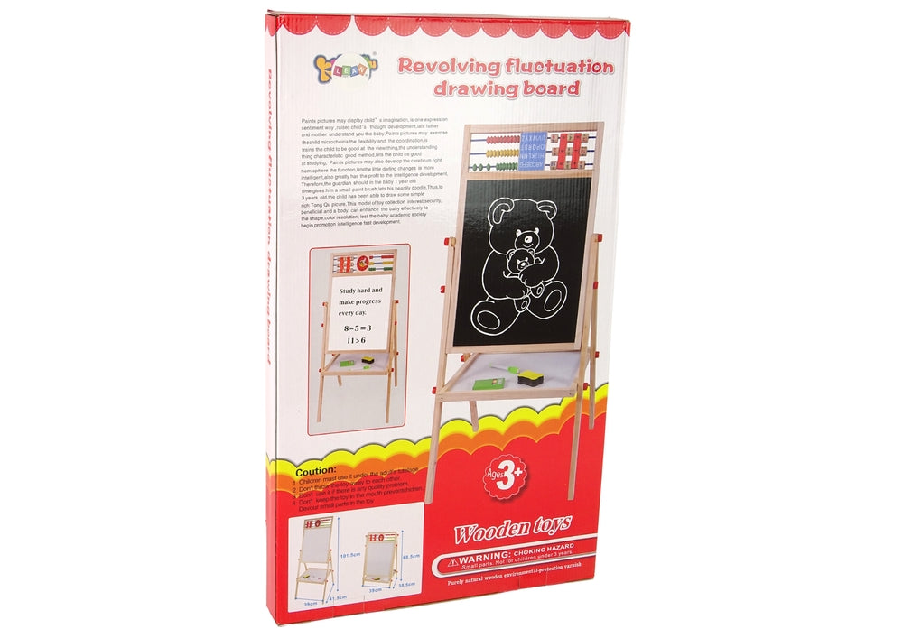 Rit- och skrivtavla i trä 2-i-1 svart tavla/magnetisk whiteboard 101 cm
