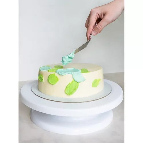Roterande tårtfat 28 cm med 3 spatlar, vit