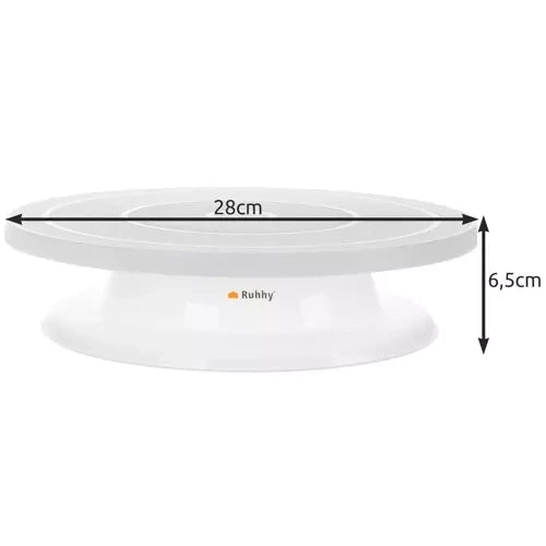 Roterande tårtfat 28 cm med 3 spatlar, vit