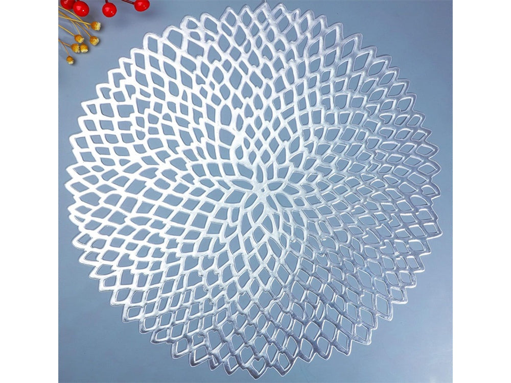 Rund bordstablett i plast silver Ø41 cm 1-pack