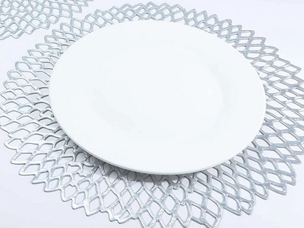 Rund bordstablett i plast silver Ø41 cm 1-pack