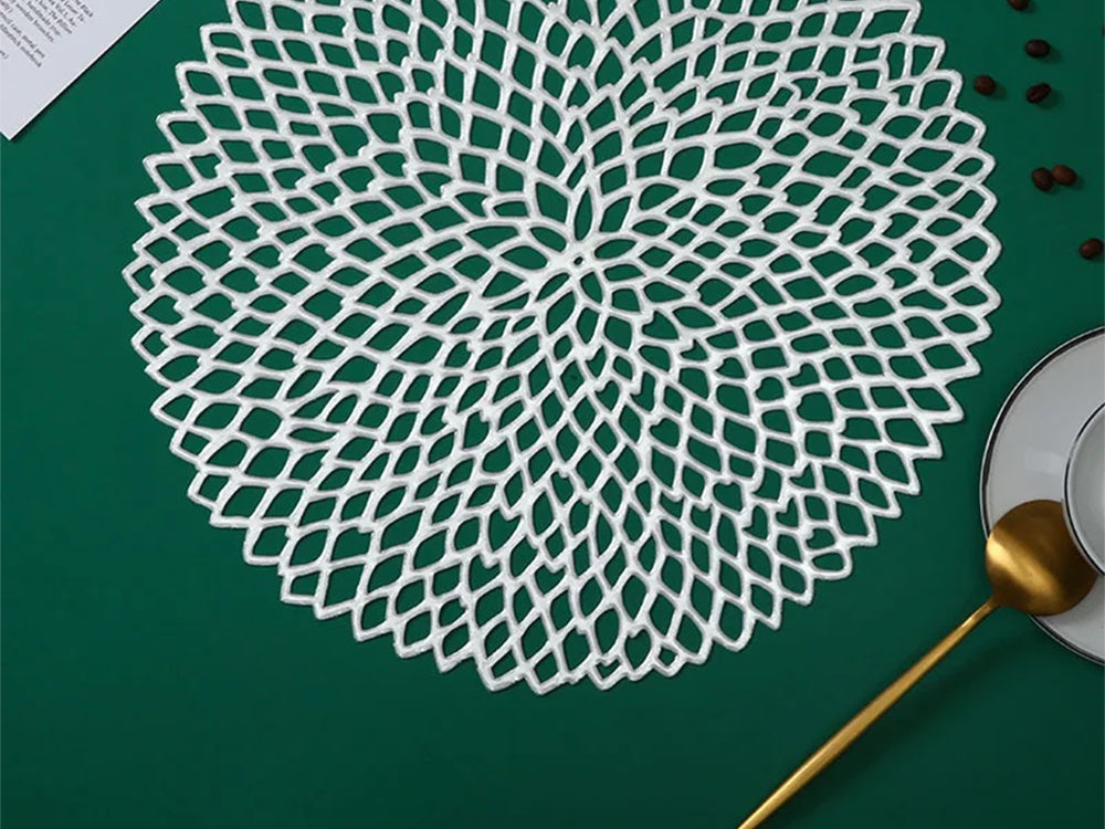 Rund bordstablett i plast silver Ø41 cm 1-pack