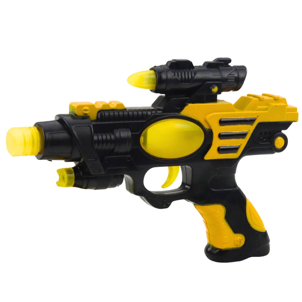 Rymdpistol leksak med ljus och ljud 25 cm svart/gul