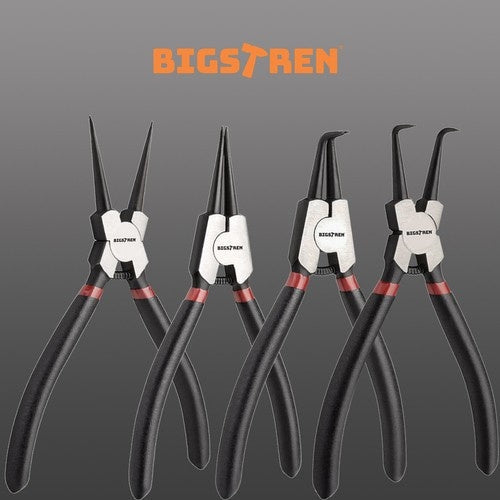 Seegerringtångset 4-pack inre/yttre rak & böjd, fjäder, stål