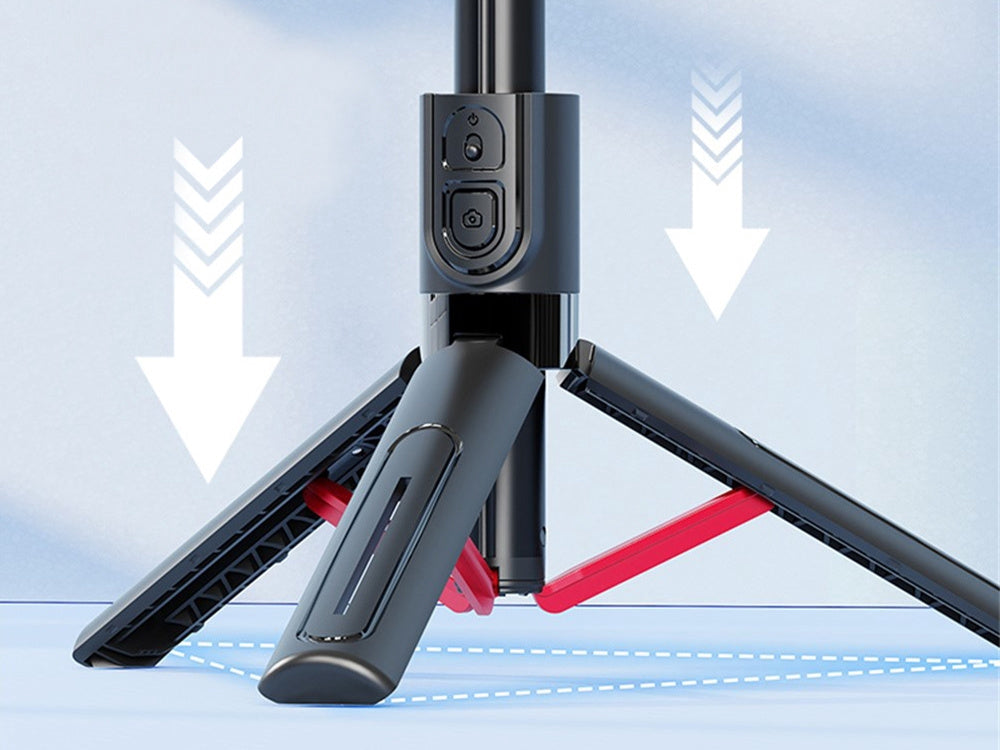 Selfiestick med tripod och Bluetooth-fjärr, aluminium svart 20–90 cm