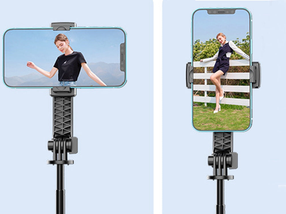 Selfiestick med tripod och Bluetooth-fjärr, aluminium svart 20–90 cm