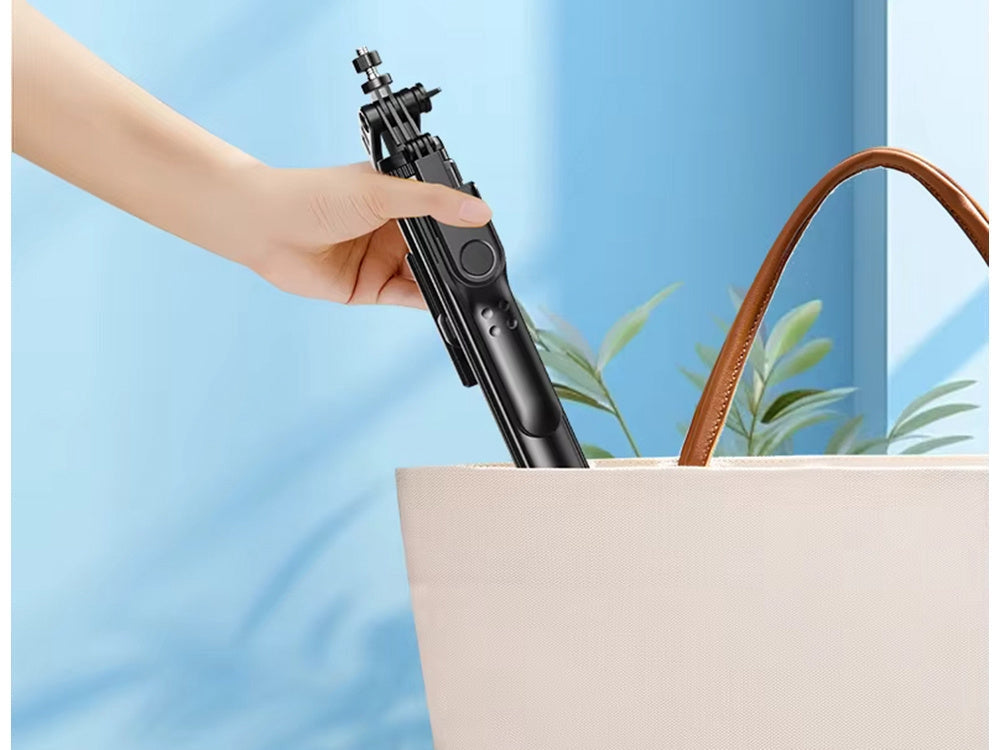 Selfiestick stativ Bluetooth-fjärr 46–178 cm 360° hållare svart
