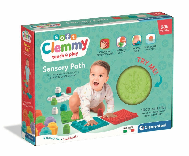 Sensorisk lekmatta med texturer och byggblock 4 mattor + 8 block 6+ mån