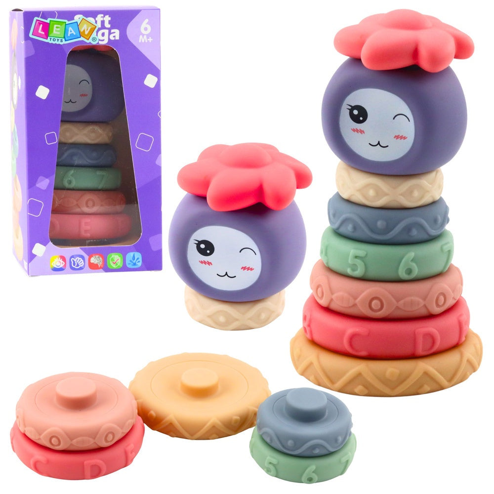 Sensorisk stapelpyramid mjuka block 8 delar 18 cm för baby 6+ mån
